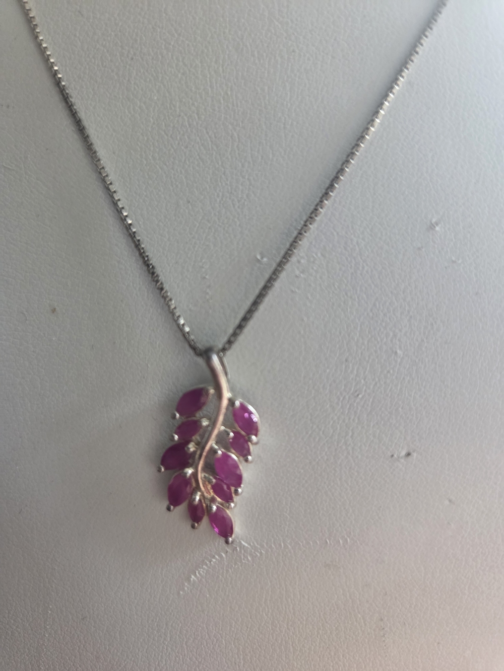 Nissan Ruby Leaf Pendant Set In 925 Silver Necklace  20in